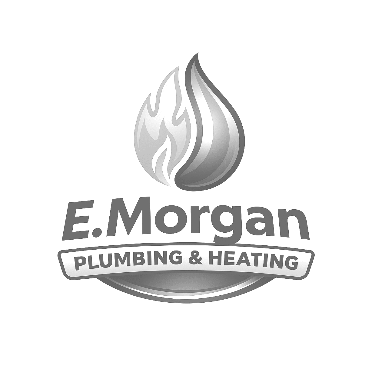 e.morgan plumbing & heating logo upscaled transparent light greyscale